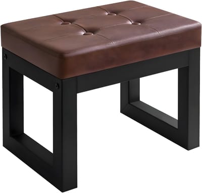 DnA® Voetenbankje Of Poef - Hockers En Poefen - Poef Rond - Donkerbruin - ‎30cm x 41cm x 32cm