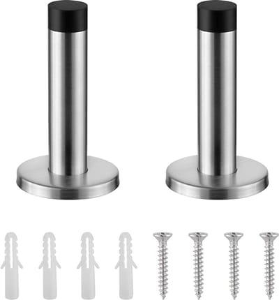 Deurstopper - 2 Stuks - Deurklem - RVS - Deurbescherming - Deurklink bescherming - Deurstoppers voor binnen - Deurstop muurbescherming - Geschikt voor terrasdeuren en binnendeuren