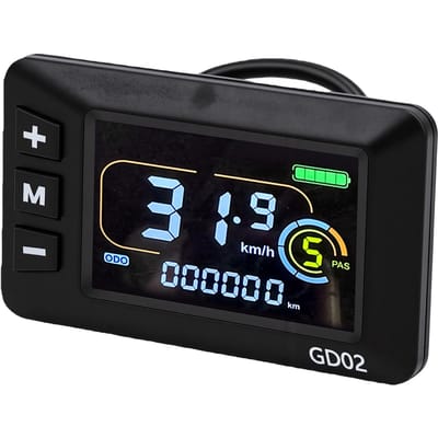 GD02 Fiets LCD Display Meter Hoge Resolutie Universeel Elektrische Fiets Bedieningspaneel met 5-pins Waterdichte Connector black