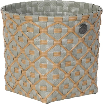 Handed By - Opbergmand - Opberger - Klein - Mand - Woonkamer - Kinderkamer - Badkamer - Decoratief - Ivy & Rose small - matcha green met ecru patroon