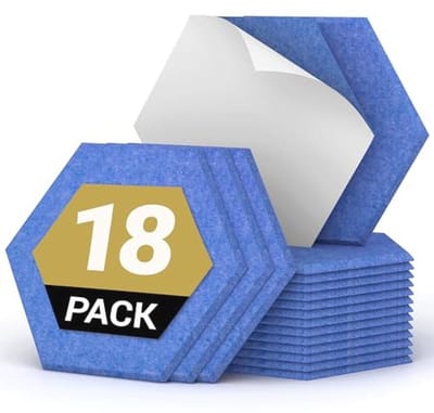 18 Pack Geluiddempende Hexagon Panelen voor Muren – Geluidsisolatie en Echo Vermindering voor Studio's en Huizen, Blauw