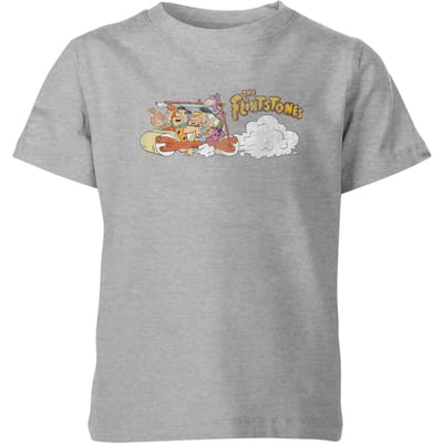 The Flintstones Family Car Distressed Kinder T-shirt - Grijs - 98/104 (3-4 jaar)
