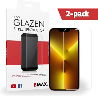 2-pack BMAX geschikt voor iPhone 13 Pro Screenprotector van gehard glas - Apple screenprotectors - Telefoonaccessoires - Telefonie & Accessoires - Beschermglas - Glas screenprotectors