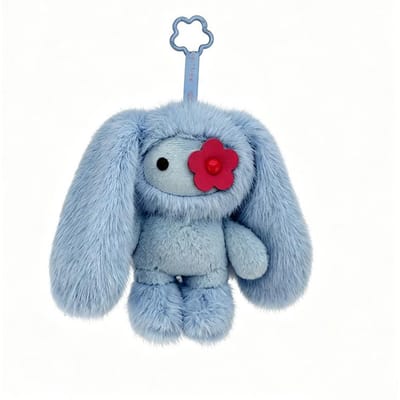 Kawaii Juju Konijn Sleutelhanger Lange Oren Bloemenoog Juju Konijntje Sleutelring Dieren Konijn Tas Charms Hanger Halloween Verjaardagscadeaus gray