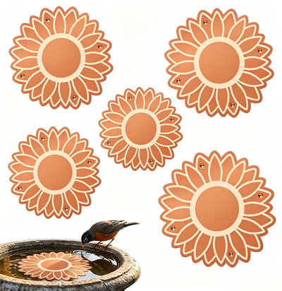 Universele Bloemvormige Koperen Schaal voor Vogelbadjes - Decoratieve Tuinschaal om Algen groei te Remmen en Water te Zuiveren - Duurzame - Veilige en Milieuvriendelijke Vogelvijver Accessoire voor Buitengebruik - Set van 5 Stuks