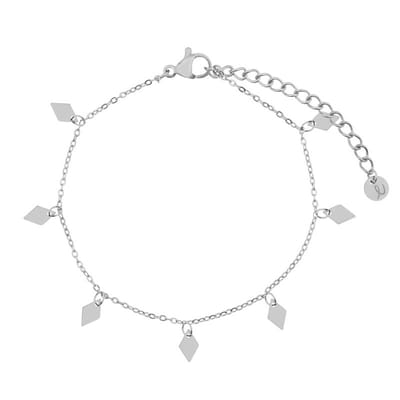 Essentialistics - Armband met een boel ruitjes - Volwassenen - Zilverkleur - Stainless steel (verkleurt niet) - Verlengkettinkje