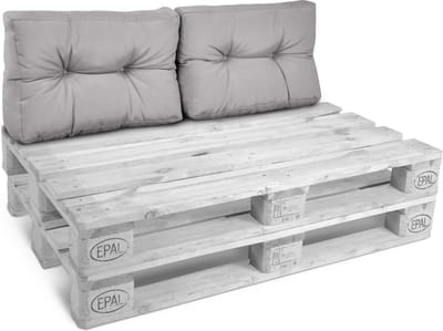 Beautissu Style – 2-delig Palletkussen Rugkissen Licht Grijs 60x40 cm voor Palletbank – Matraskussen Kwaliteit