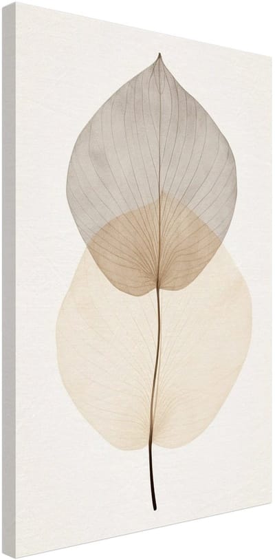 Canvas Schilderij - Japandi - Leaf 40x60 cm - Bloemen en Planten Wanddecoratie Woonkamer & Slaapkamer