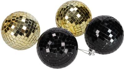 Goud en zwarte disco kerstballen (set 4) - Jens Living