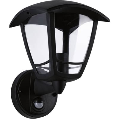 Wandarmaturen voor buiten Classic Curved Schemergestuurde bewegingsmelder (IR) IP44 hoekig 164x230 mm max. 12W 230V Zwart Kunststof