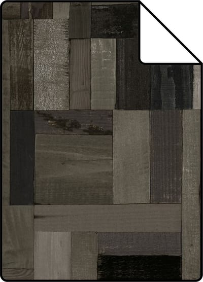 Proefstaal Origin Wallcoverings behang sloophout motief zwart en grijs - 26,5 x 21 cm - 337222-S
