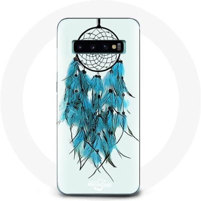 Coque pour Samsung Galaxy S10 Attrape Rêve Bleu Fond Blanc