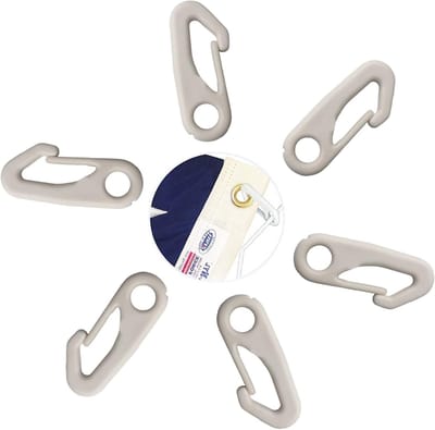 Nylon vlaggenmast clip met karabijnhaak - UV- en waterbestendige bevestiging voor vlaggen met touw, 6 stuks