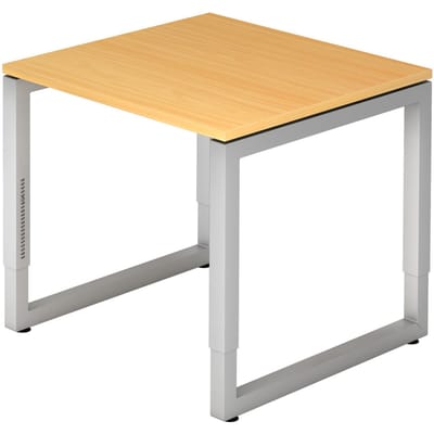 REGO 8 S | Bureau - 80 x 80 Beuken/Zilver Tafelhoogte I In hoogte verstelbaar