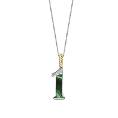 TI SENTO Dames Hanger - 925 zilver - Cijfer 1 - Malachiet - 6841MA_1