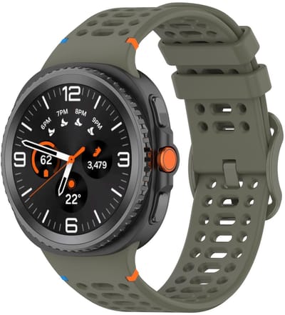 Siliconen bandje - geschikt voor Samsung Galaxy Watch 8 (40mm) / Galaxy Watch 8 (44mm) / Galaxy Watch 8 Classic - gaatjes met gespsluiting - army groen