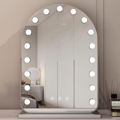 Verlichte Vanity Spiegel - Cosmetische Spiegel Make-up Spiegel - Make-up Aanbrengen - 360 Graden Rotatie - 32x44cm - Zilver