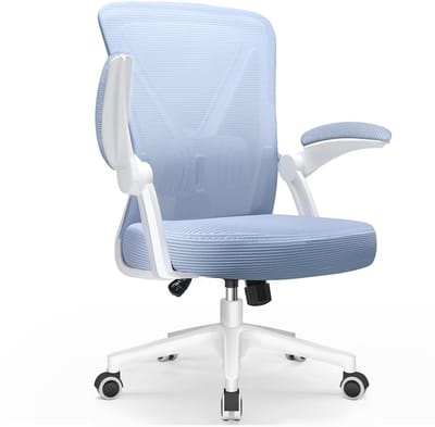 Elekiatech Ergonomische Bureaustoel - Bureaustoel - Opklapbare Armleuningen - Bureaustoelen voor Volwassenen - 150 Kg - Blauw