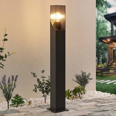 Lucande - Tuinpad verlichting - 1licht - Aluminium, polycarbonaat - H: 80 cm - E27 - antraciet, helder