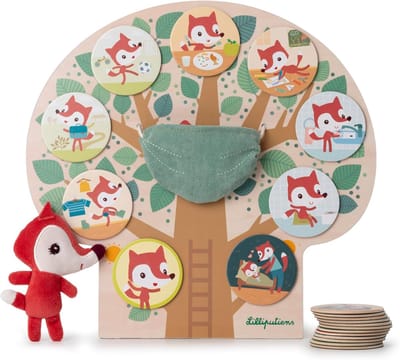 Magnetische Verhaaltafel - Dagelijkse Ritme Spel - Emoties Uiten - Met Verhaal Vos - 28.5 x 27.6 cm - Rood