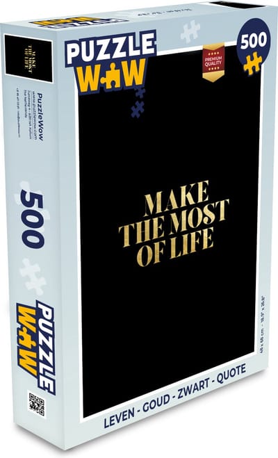Puzzel Leven - Goud - Zwart - Quote - Legpuzzel - Puzzel 500 stukjes
