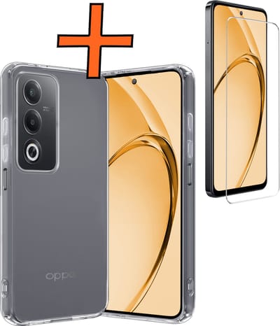 Hoes - Met Screenprotector - Geschikt voor OPPO A80 - Sterk & Shockproof - Back Cover - Siliconen Case - Telefoon Hoes - Transparant