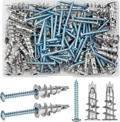 50 Stuks Heavy Duty Wandbevestigingen, Metaalpluggen en Schroeven, Zelfborende Bevestigingsset voor Gipsplaten, Ideaal voor Wanddecoratie en Meubelmontage