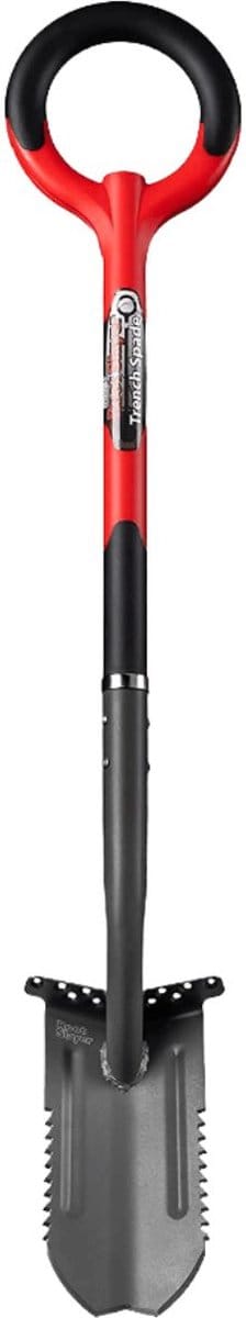 Root Slayer Trench Spade, Geulspade met zaag – Multifunctionele gleuven schop met zaag en mes – Tuingereedschap voor het graven van geulen en sleuven – Schep met steel en wortelzaag voor tuinieren - Boomwortelspade