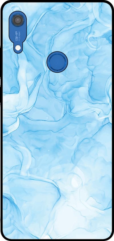Smartphonica Telefoonhoesje Geschikt voor Huawei Y6S met marmer opdruk - TPU backcover case marble design - Lichtblauw geschikt voor Huawei Y6S