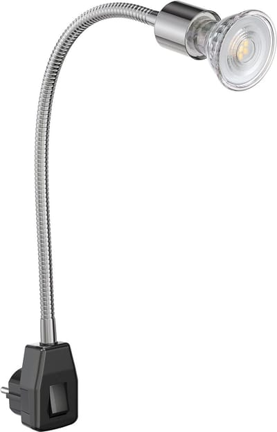 Leeslamp Zwanenhals - Flexibele Lamp - Lezen Werken Studeren - Verstelbare Lampkop - 445 cm Hoog - Chroom Zwart