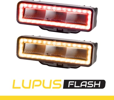LED Werklamp Lupus Flash 54F 3.100 Lumen met Ingebouwd Positielicht in kleur rood/Amber en ingebouwde led flitser