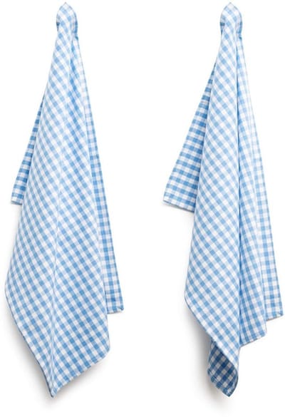 Dailygoody - Theedoeken - Katoenen keukendoeken - Lichtblauw/wit