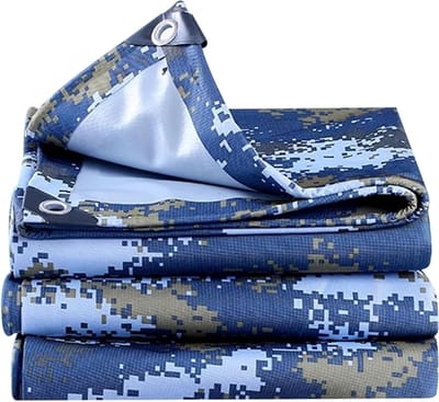 Waterdicht Zeildoek - Robuuste Cover - Universele Bescherming - Versterkte Randen - 1.2x1.2m - Blauw Camouflage