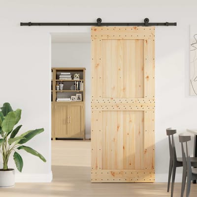 vidaXL - Schuifdeur - NARVIK - Naturel - en - Zwart - 95 - x - 210 - cm - (213,5 - cm)