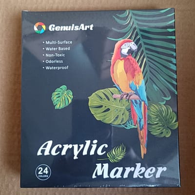 Acrylmarkers - 24 kleuren - dubbelzijdig met ronde punt, watervast en sneldrogend - voor kunst, graffiti en tekenen - basisverpakking