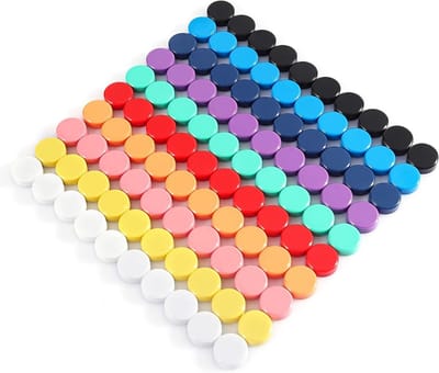 Kleurige magneten voor whiteboard en koelkast, ideaal voor school, kantoor en thuisgebruik - 100 stuks