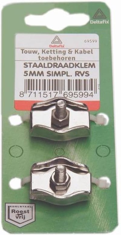 Staaldraadklem 3mm SIMPL R.V.S