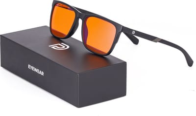 PD® - Blauw licht bril - Gamebril - Premium - Computerbril - Blue Light Glasses - Blauw Licht Filter Bril - Beeldschermbril - Oranje - Zwart - Luxe Opbergdoosje + Brillendoek + Opbergzakje - Unisex - Bril tegen vermoeide ogen