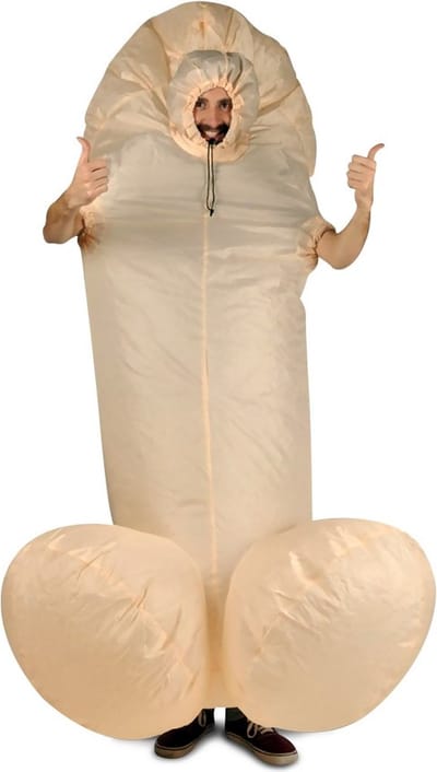 KIMU® Opblaas Kostuum Penis - Opblaasbaar Pak - Penispak Mascotte Opblaaspak - Opblaasbare Penis Piemel Vrijgezellendag Dames Heren Festival