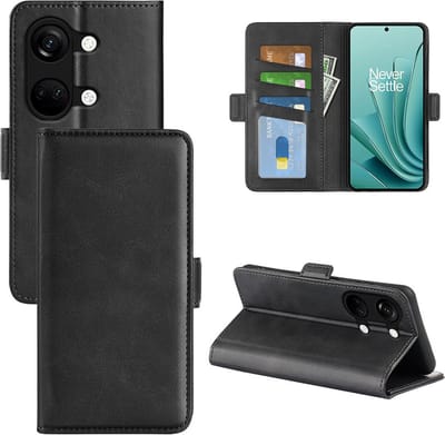 MobyDefend Hoesje - Geschikt voor OnePlus Nord 3 - Luxe Wallet Book Case (Sluiting Zijkant) - Zwart
