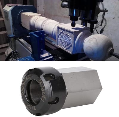 Spantangblok Houder - Zeskant ER25 - CNC Bewerking - Doorlopende Functie - 42 mm OD - Zilver Zwart