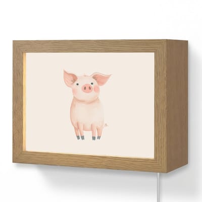 Wandlamp 20x15 cm - Oplaadbaar - Varken - Roze - Dier - Pastel kleuren - Wandlampen binnen woonkamer - Slaapkamer lamp met kabel - Decoratieve nachtlamp - Vloerlamp snoer