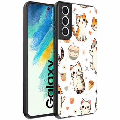 Geschikt voor Samsung Galaxy S21 FE Telefoonhoesje met katten opdruk - TPU backcover case cat design - Smartphonica geschikt voor Samsung Galaxy S21 FE