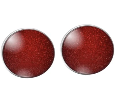 Clip oorbellen -Diep rood- 2.5 cm -zilverrand- geen gaatje- Charme Bijoux