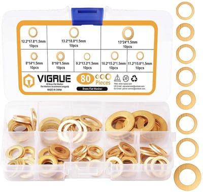 Famanu – Messing sluitringen assortiment 80 stuks diverse diameters voor scharnieren en montage