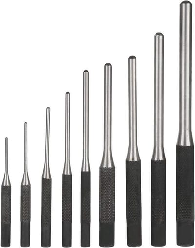 Pen Punch Set - Rolpenpons Kit - Precisie Werk - 9 Delig Duurzaam Staal - 35 Mm - Zwart
