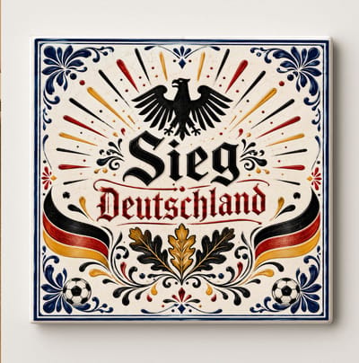 Decoratieve Keramische Wandtegel – Duitse Adelaar “Deutschland” Vintage Stijl Ornament – Voetbal Soccer Geïnspireerde Erfgoed Wanddecoratie – Keuken & Badkamer Decoratieve Cadeautegel