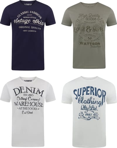 riverso Heren T-Shirt RIVLeon 4 Pack regular fit Veelkleurig M Ronde Hals Volwassenen - gemaakt van 100% katoen