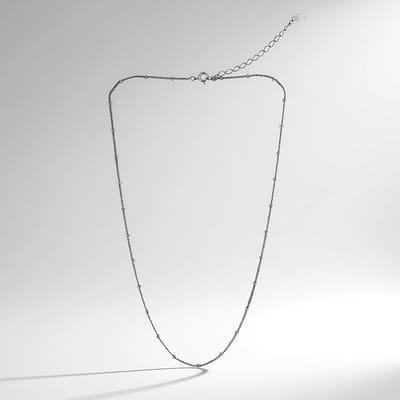 Cavill - Verstelbare Zilveren Halsketting - 925 Sterling Zilver - Platina Verguld - Fijne Bolletjes - Elegante Tijdloze Damesketting - 38-43 cm