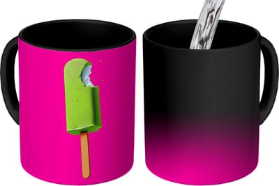 Magische Mok - Foto op Warmte Mokken - Koffiemok - Ijsje - Stokje - Minimalistisch - Groen - Magic Mok - Beker - 350 ML - Theemok